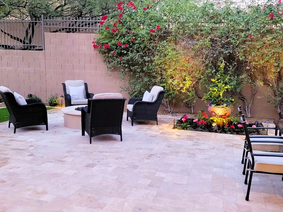 Las Sendas firepit area after the transformation