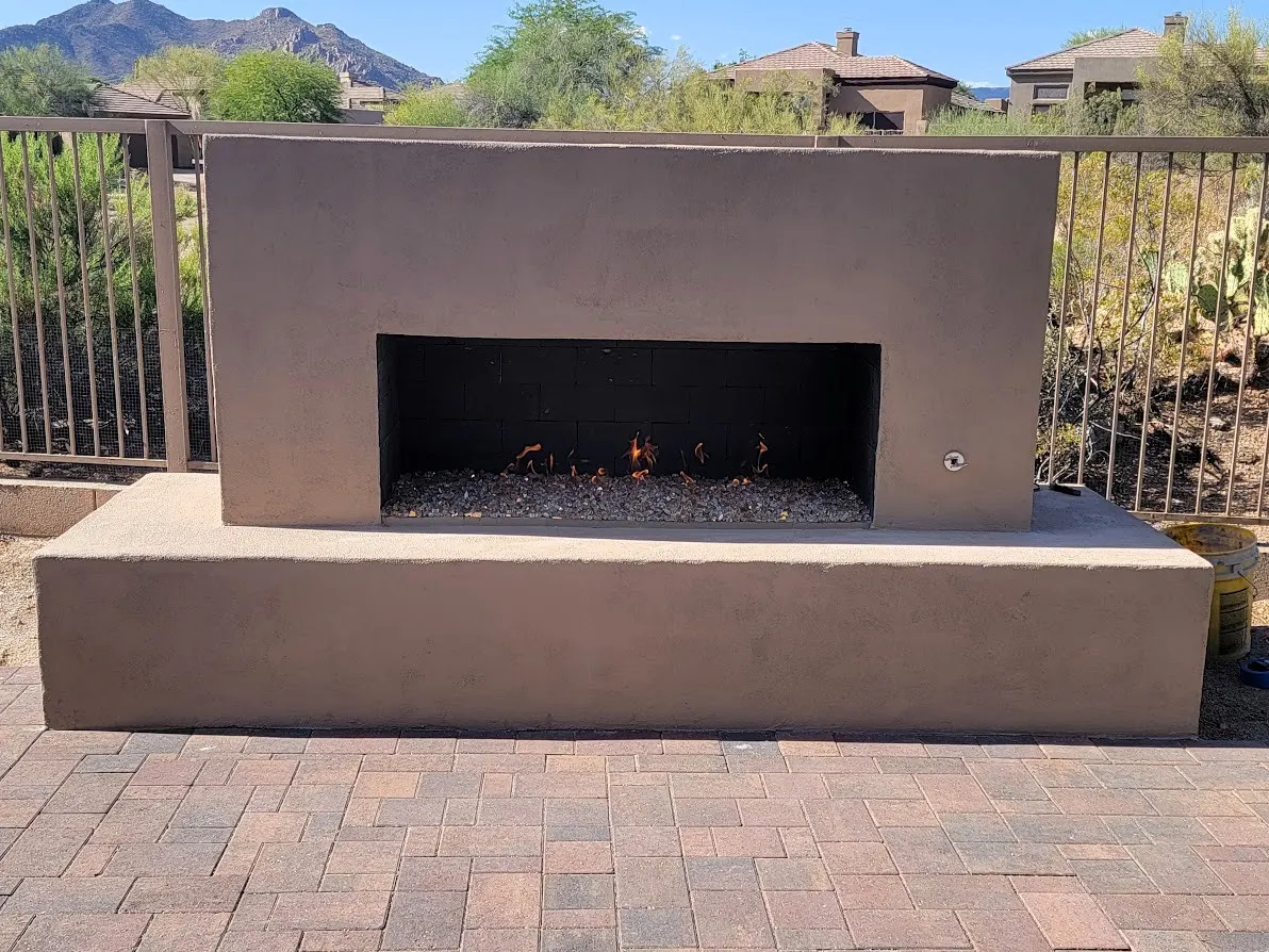 Terravita fireplace area after the update